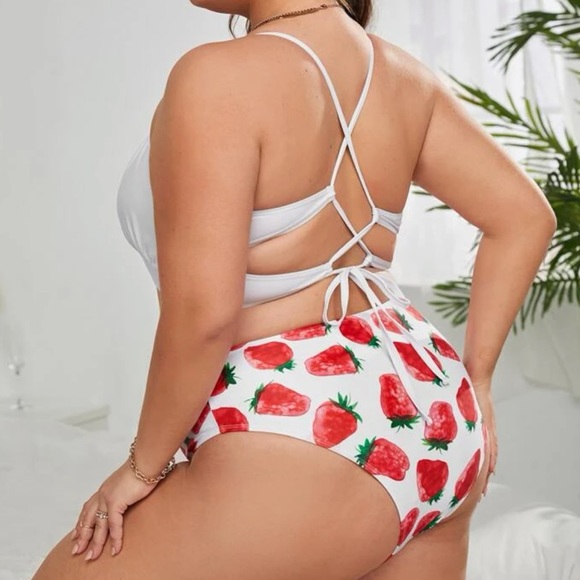 2/$15   Plus High Waisted Strawberry Bikini Set - Picture 4 of 9